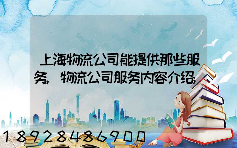 上海物流公司能提供那些服务,物流公司服务内容介绍