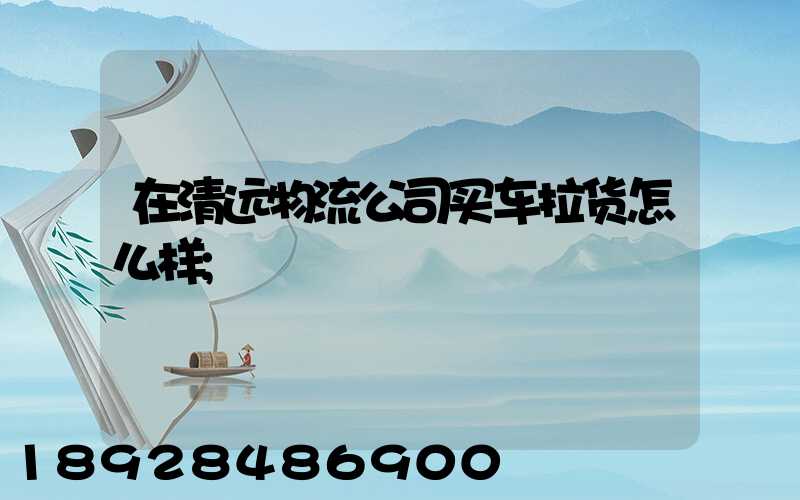 在清远物流公司买车拉货怎么样