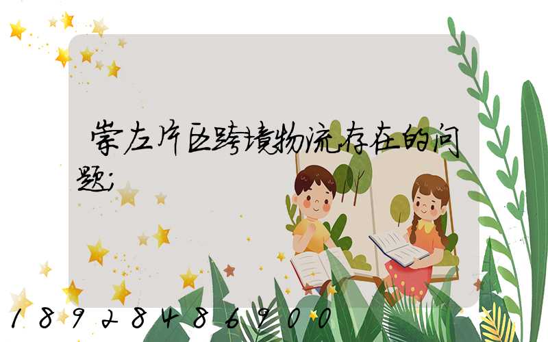 崇左片区跨境物流存在的问题