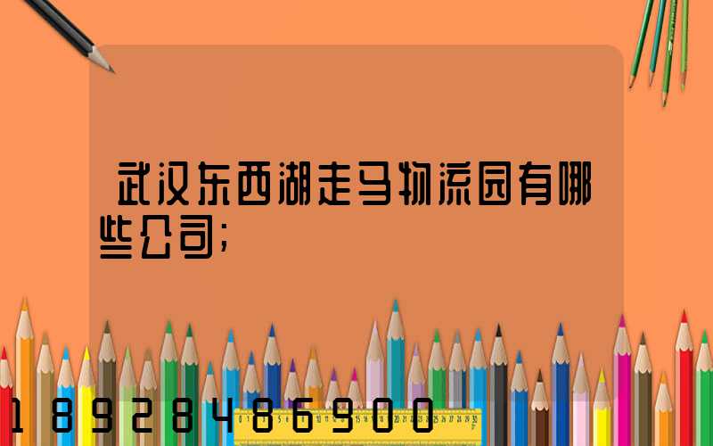 武汉东西湖走马物流园有哪些公司