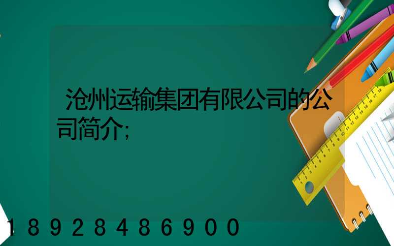 沧州运输集团有限公司的公司简介