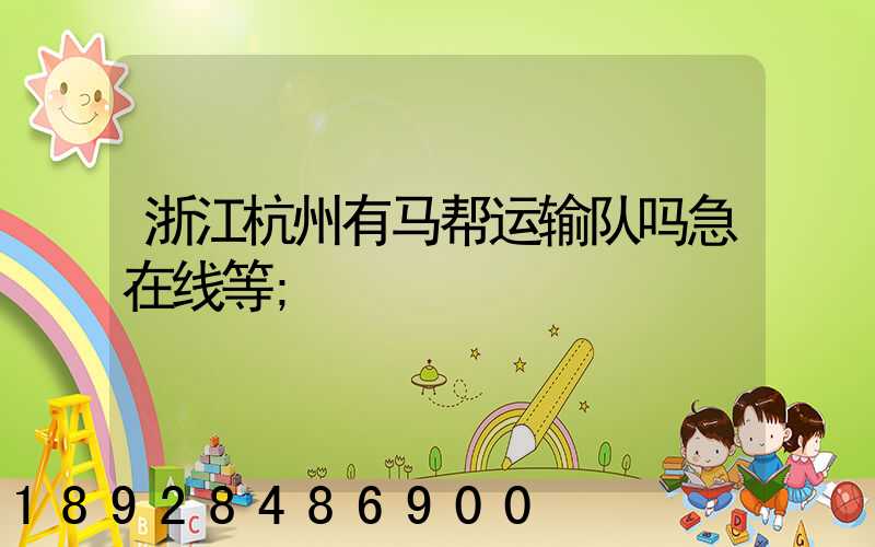 浙江杭州有马帮运输队吗急在线等