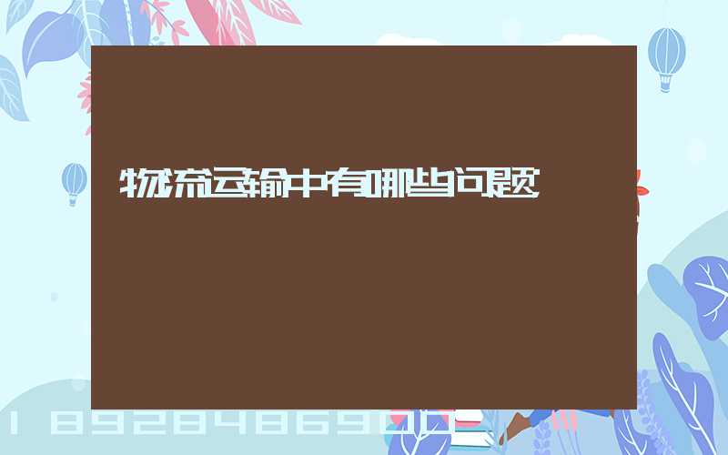 物流运输中有哪些问题