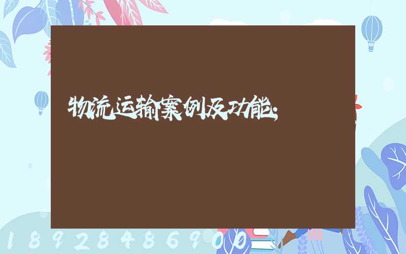 物流运输案例及功能