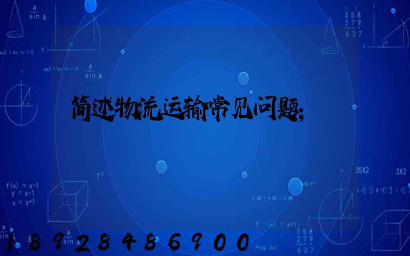 简述物流运输常见问题