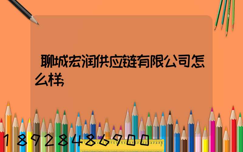 聊城宏润供应链有限公司怎么样