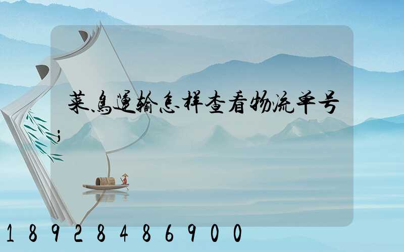 菜鸟运输怎样查看物流单号
