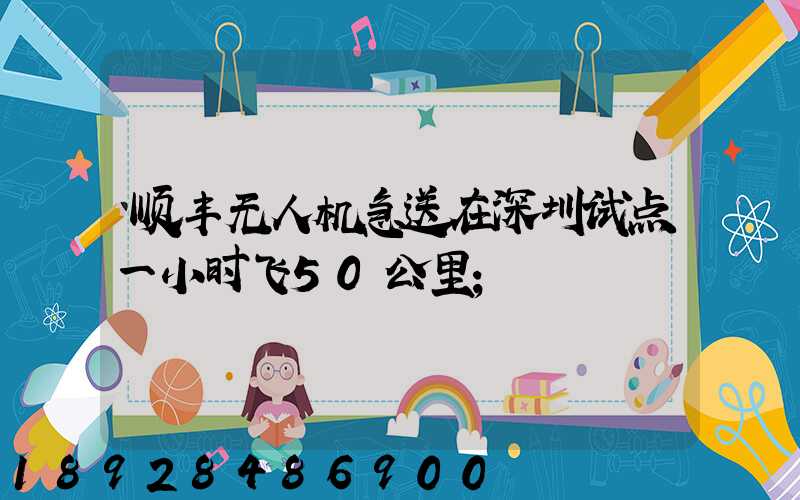 顺丰无人机急送在深圳试点一小时飞50公里