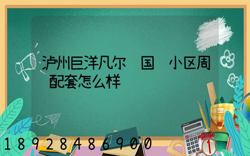 泸州巨洋凡尔赛国际小区周边配套怎么样